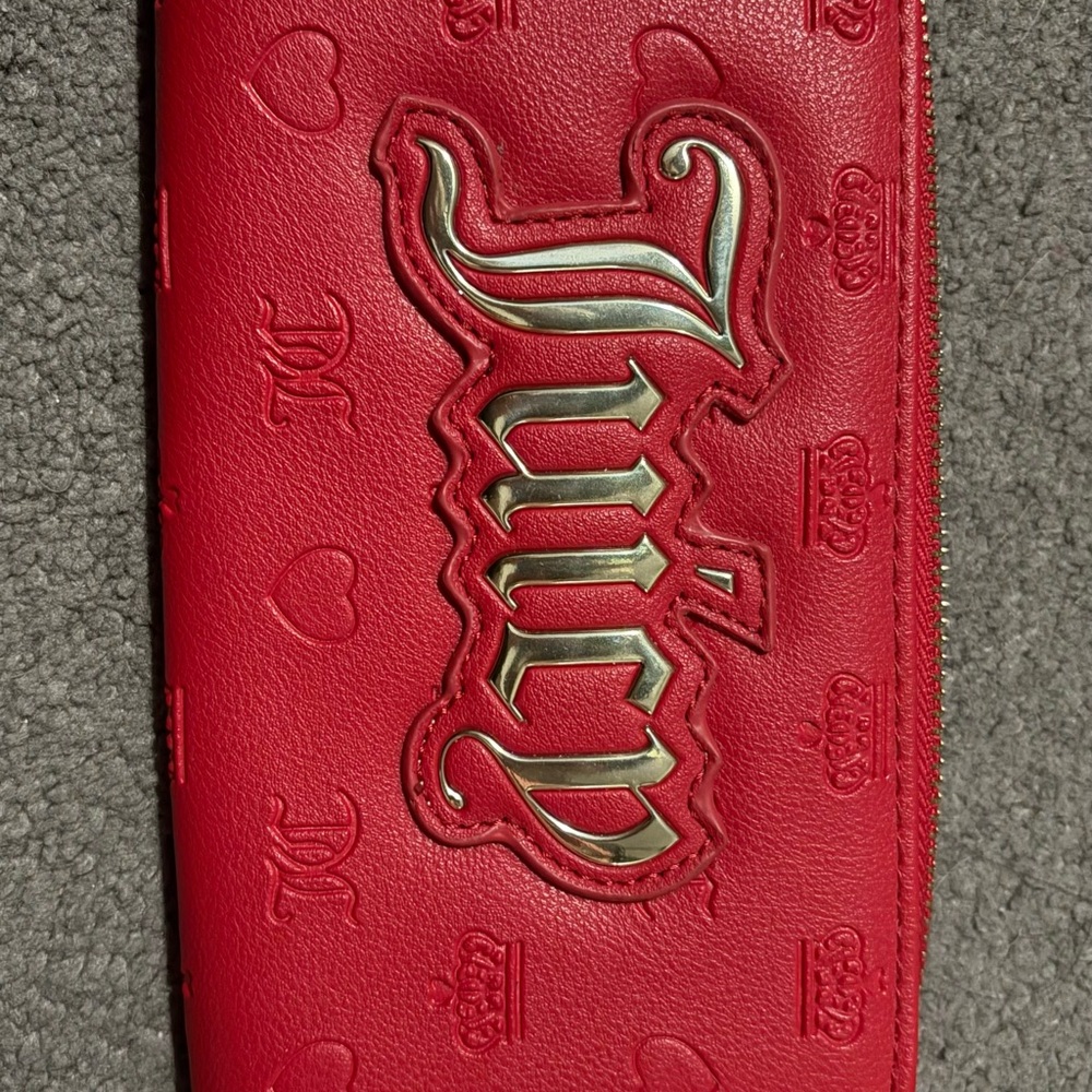 Juicy Couture Red Embossed Zip Wallet